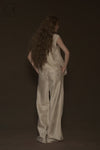 Mutedance 24 autumn and winter loose silk cashmere flower dyed trousers MD-MD24FW50-hoary